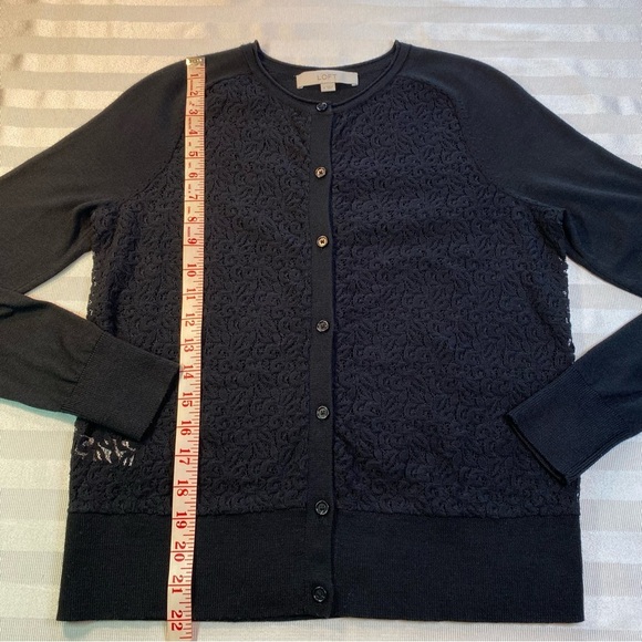 LOFT Lace Front Wool Blend Cardigan Sz M - Picture 5 of 14